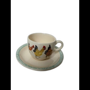 Burleigh Ware Staffordshire Chicken Hen Rooster Cup and Saucer Set